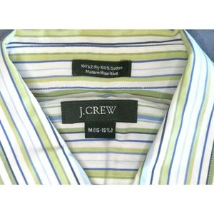 J Crew 100's Men's Size M (15 - 15.5) 2-Ply Cotton Button Down Striped Shirt